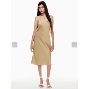Aritzia Wilfred Womens Only Slip Satin Midi Dress Sz S Gold Evening Romantic
